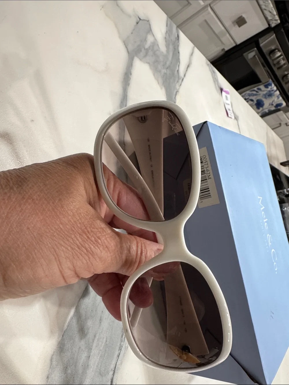 Emilio Pucci White Sunglasses with Gold Logo Accent (Italy )